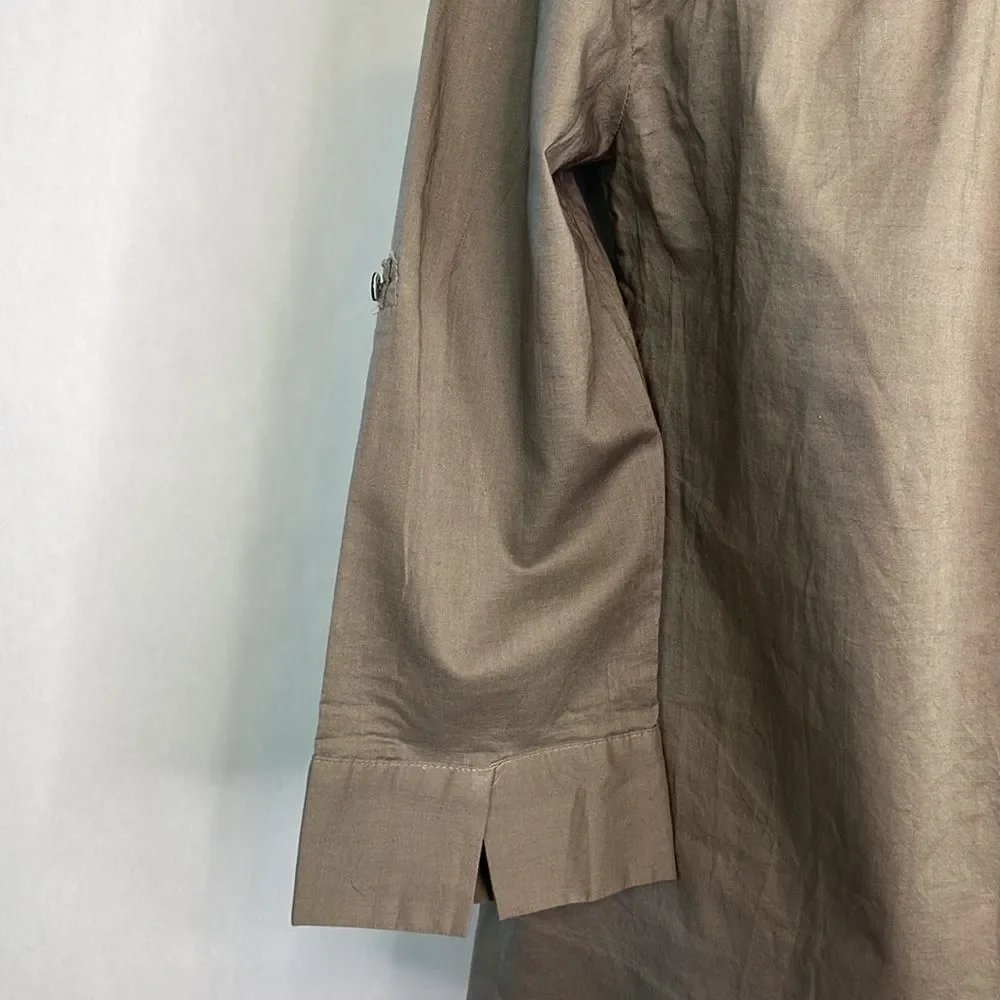 J. Crew 100% Cotton Brown Embellished V-Neck Blouse. Size 4. New With Tags.